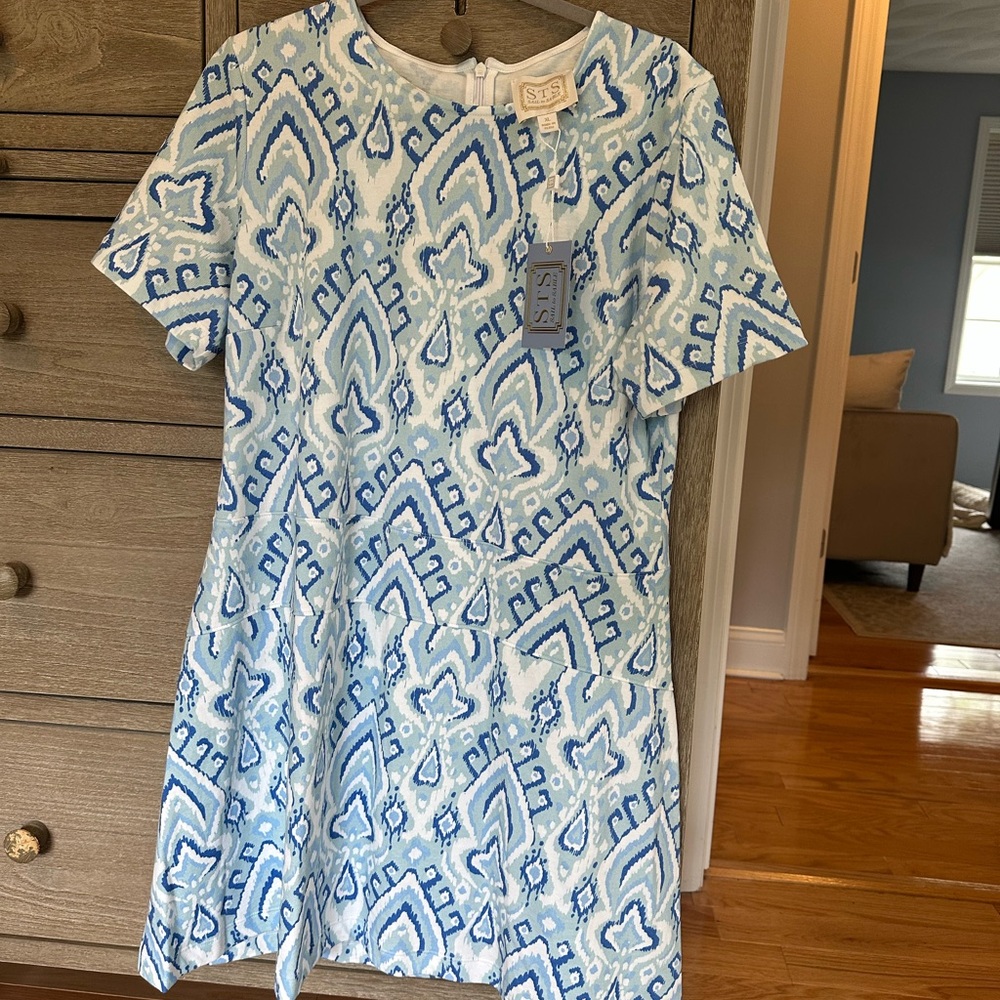Sail to Sable Blue and White A-Line Casual Dress